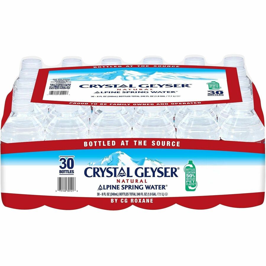Crystal Geyser Water Alpine Spring Bottled Water - 8 fl oz (237 mL) - 144 / Pallet