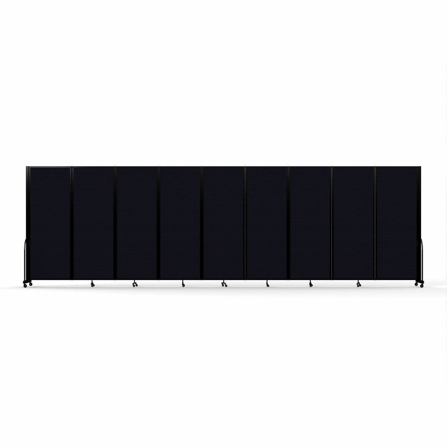 Screenflex Portable Partitions Full Motion Room Dividers - 9 Panels - 25.1 ft Width x 90" Height - Steel Frame - Fabric, Polyester - Black - 1 Each
