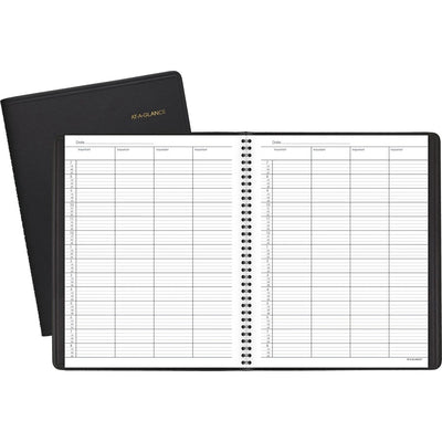 At-A-Glance 4-Person Undated Daily Appointment Book - Julian Dates - Daily - 1 Year - January to December - 7:00 AM to 8:45 PM - Quarter-hourly - 1 Day Single Page Layout - 8 1/2" x 11" Sheet Size - Wire Bound - Black - Simulated Leather - 1 Each