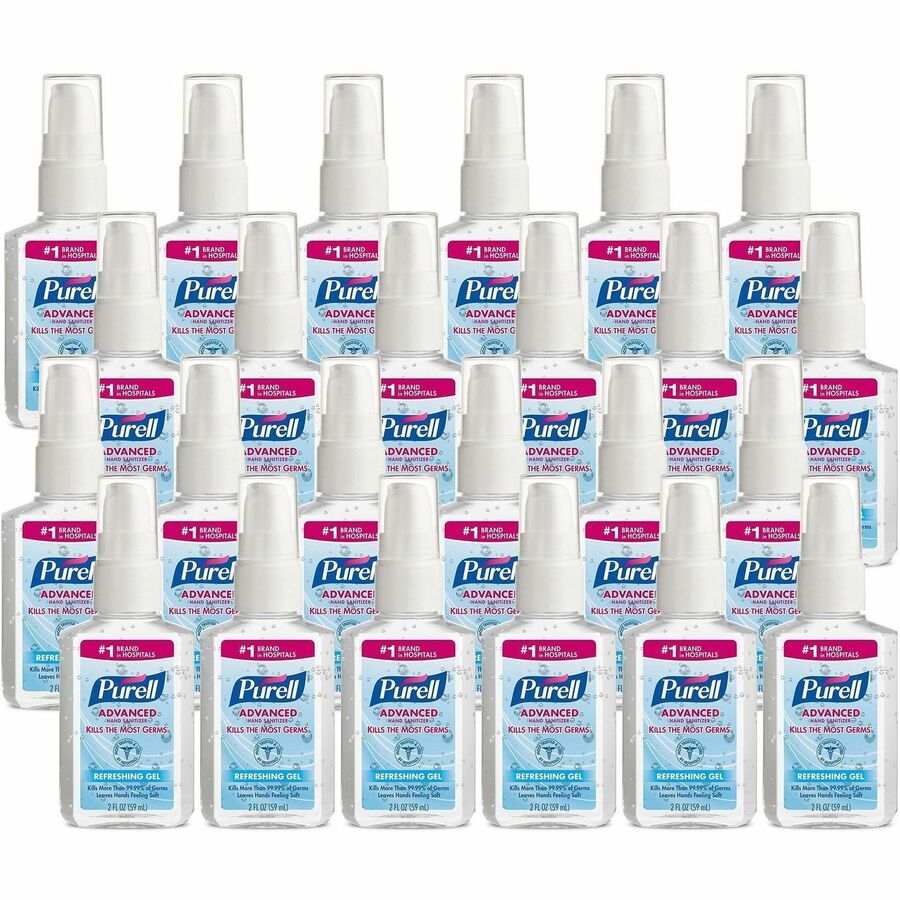 PURELL®, Advanced Hand Sanitizer Gel - 2 fl oz - Pump Bottle Dispenser - Kill Germs - Hand - Moisturizing - Clear - 24 / Carton