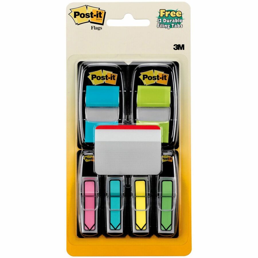 Post-it®, Flags and Arrow Flags Value Pack - 484 - 1" Flag/Note Width x 1 1/2" Flag/Note Length, 1/2" Flag/Note Width x 1 1/2" Flag/Note Length - Rectangle, Arrow - Unruled - Blue, Yellow, Yellow, Green, Pink, Assorted - Self-adhesive, Removable - D...