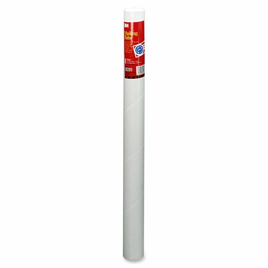 3M Mailing Tubes - 2" Width x 24" Length x 2" Diameter - Removable End Caps - White - 1 Each