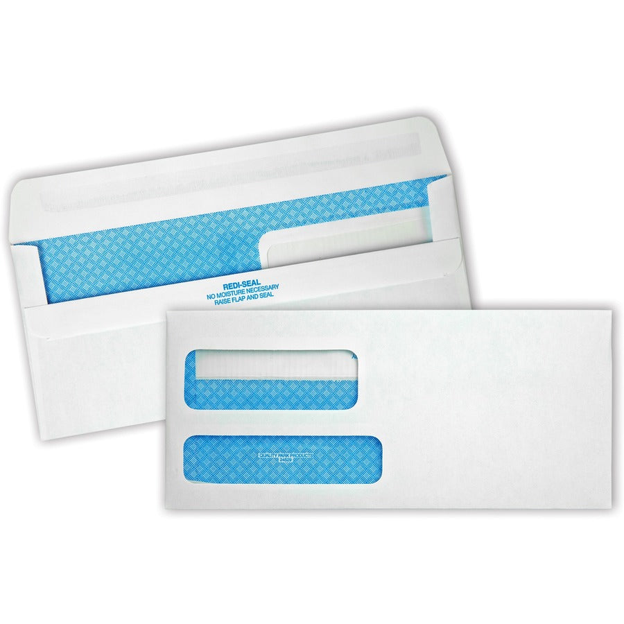 Quality Park No. 9 Double Window Security Tint Envelopes with Redi-Seal®, Self-Seal - Double Window - #9 - 3 7/8" Width x 8 7/8" Length - 24 lb - Self-sealing - White - Wove - 500 / Box