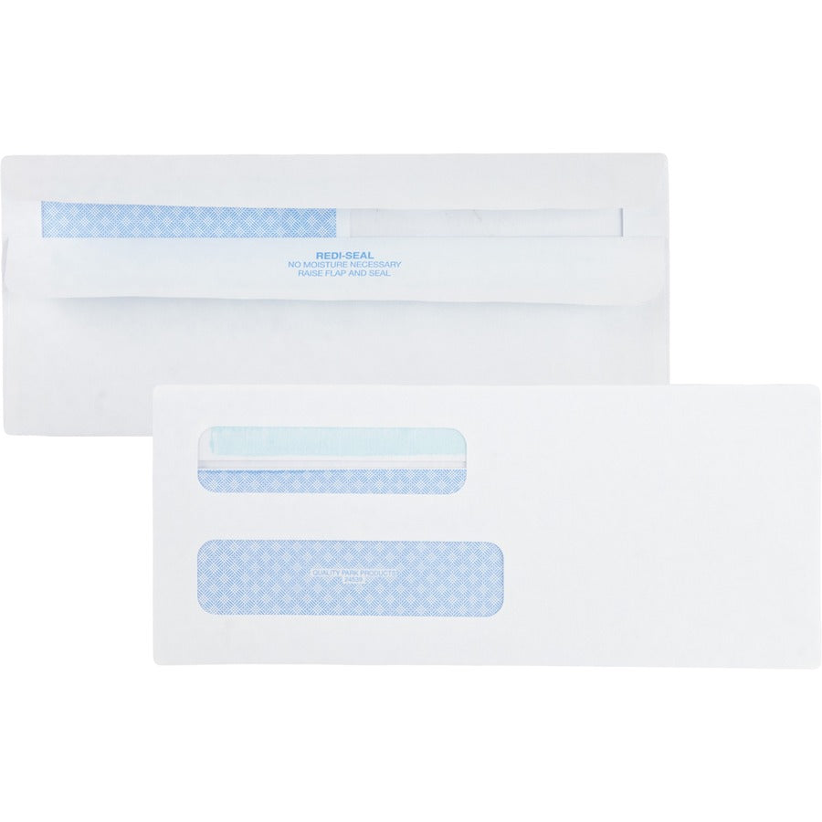Quality Park No. 8-5/8 Double Window Security Tint Envelopes with Redi-Seal®, Self-Seal - Double Window - #8 5/8 - 3 5/8" Width x 8 5/8" Length - 24 lb - Self-sealing - White - Wove - 500 / Box