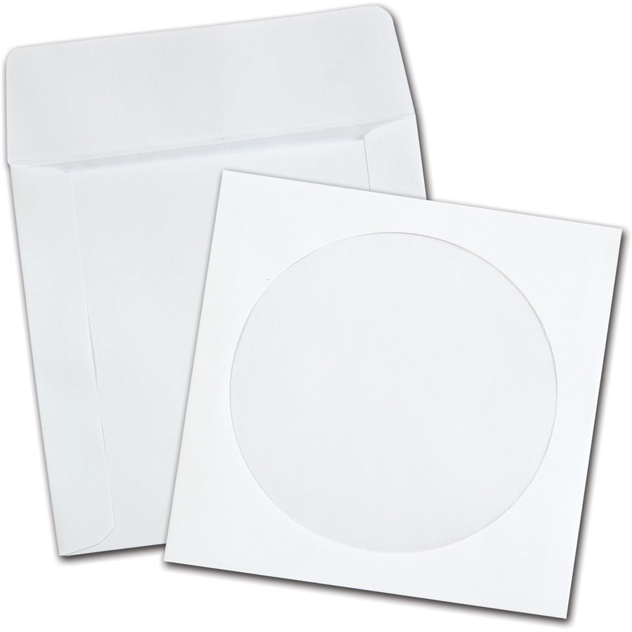 Quality Park Paper CD/DVD Sleeves - CD/DVD - 5" Width x 4 7/8" Length - 24 lb - White - Wove - 100 / Box