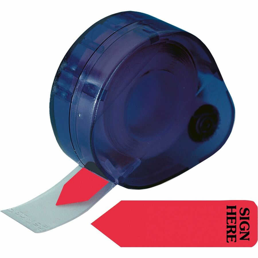 Redi-Tag Sign Here Reversible Flags In Dispenser - 120 x Red - 1 7/8" Flag/Note Width x 9/16" Flag/Note Length - Arrow - SIGN HERE - Red - Removable, Self-adhesive - Dispenser Included - 120 / Pack