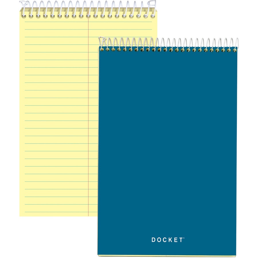 TOPS Docket Steno Book - 100 Sheets - Coilock - 6" x 9" Sheet Size - Canary Paper - Forest Green Chipboard Cover - Perforated, Hard Cover, Rigid - 1 Each