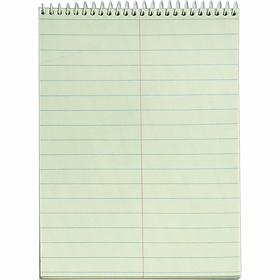TOPS Green Tint Steno Books - 60 Sheets - Wire Bound - Ruled Margin - 6" x 9" Sheet Size - Green Paper - Hardboard Cover - WireLock - 12 / Pack