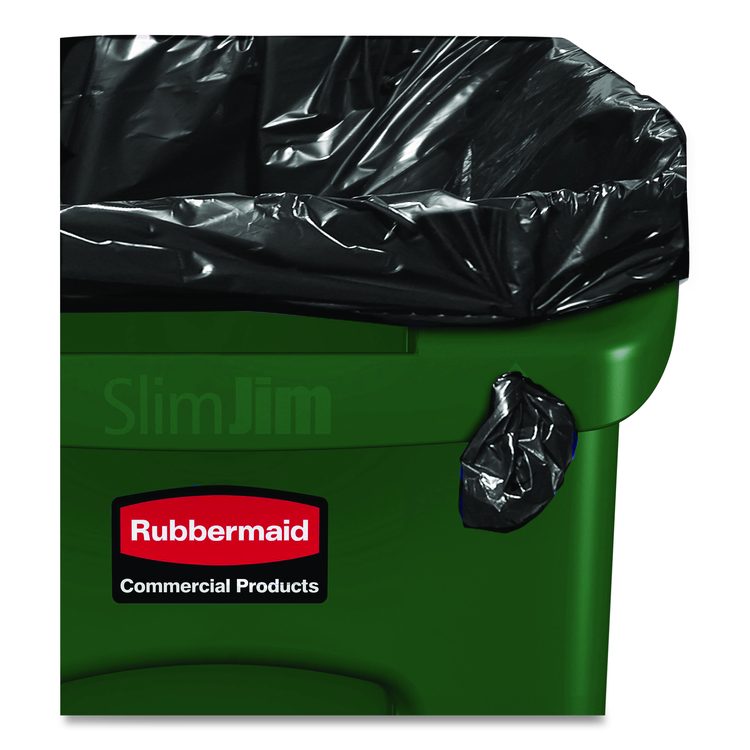 Slim Jim Plastic Recycling Container with Venting Channels, 23 gal, Plastic, Green