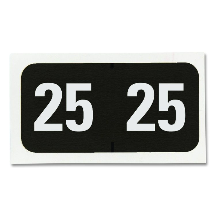 Yearly End Tab File Folder Labels, 25, 0.75 x 1.5, Black, 500/Roll