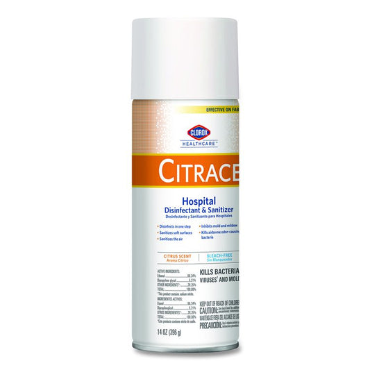 Citrace Hospital Disinfectant and Sanitizer, Citrus Scent, 14 oz Aerosol Spray, 12/Carton