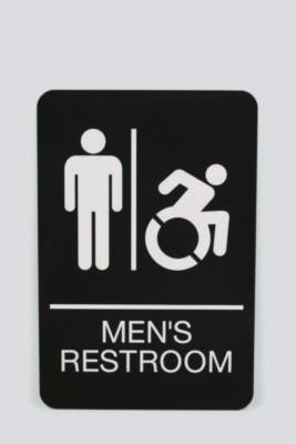 USS7775 SIGN,MEN'S RESTROOM,BK
