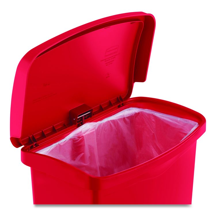 Streamline Resin Step-On Container, Front Step Style, 13 gal, Polyethylene, Red