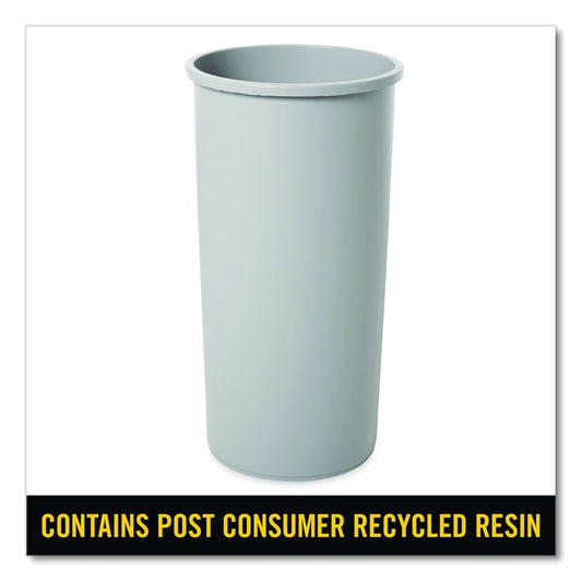 Untouchable Large Plastic Round Waste Receptacle, 22 gal, Plastic, Gray