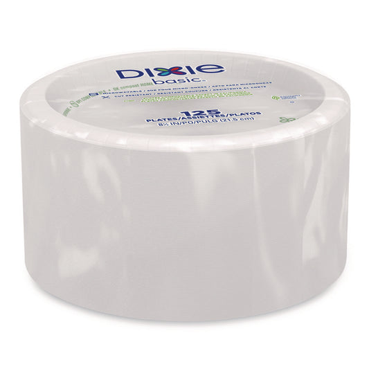 Paper Dinnerware, Plate, 8.5" dia, White, 125/Pack, 4/Carton