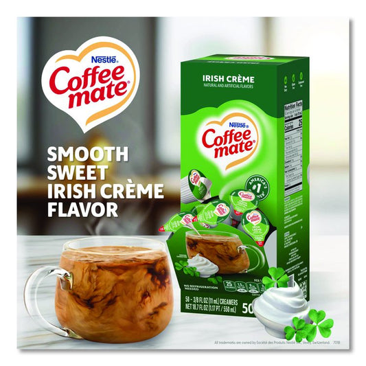 Liquid Coffee Creamer, Irish Cream, 0.38 oz Mini Cups, 50/Box