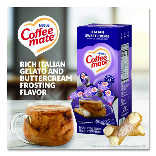 Liquid Coffee Creamer, Italian Sweet Cream, 0.38 oz Mini Cups, 50/Box