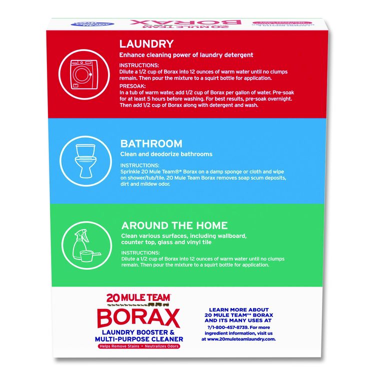 20 Mule Team Borax Laundry Booster, Powder, 4 lb Box, 6/Carton