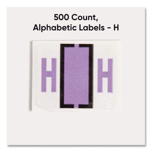 A-Z Color-Coded End Tab Filing Labels, H, 1 x 1.25, White, 500/Roll