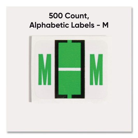 A-Z Color-Coded End Tab Filing Labels, M, 1 x 1.25, White, 500/Roll