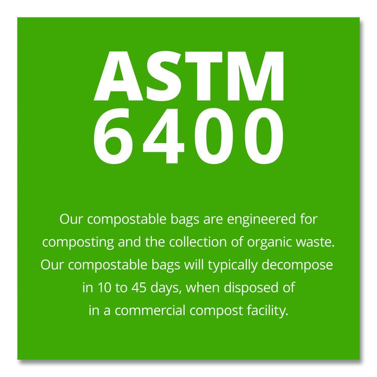 EcoSafe-6400 Bags, 32 gal, 0.85 mil, 33" x 48", Green, 50/Box
