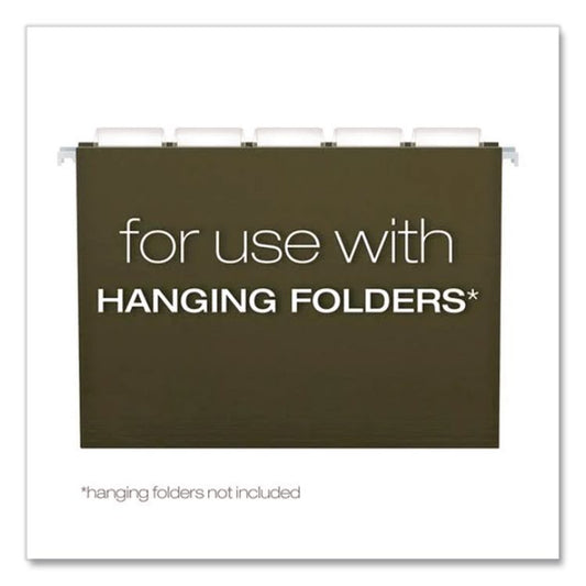 Transparent Colored Tabs For Hanging File Folders, 1/3-Cut, Clear, 3.5" Wide, 25/Pack