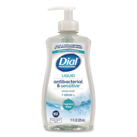 Antibacterial and Sensitive Liquid Hand Soap, Fragrance Free, 11 oz Pump Bottle (Each)