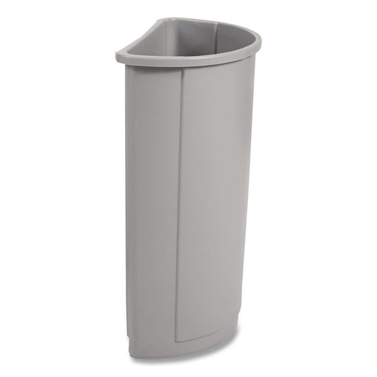 Untouchable Half-Round Plastic Receptacle, 21 gal, Plastic, Gray