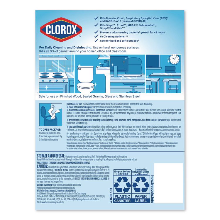 Disinfecting Wipes, Bleach Free Cleaning Wipes, 1-Ply, 7 x 8, Crisp Lemon, White, 35/Canister, 12 Canisters/Carton