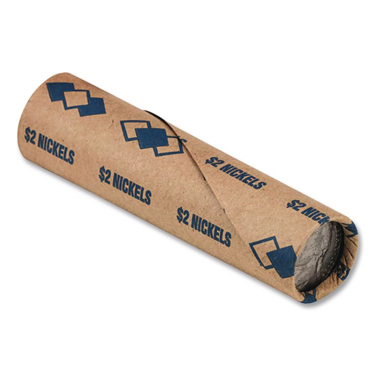 Tubular Coin Wrappers, Nickels, Blue/Kraft, 1,000/Pack