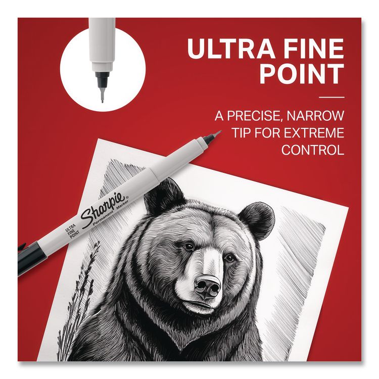 Ultra Fine Tip Permanent Marker, Ultra-Fine Bullet Tip, Black, 36/Pack