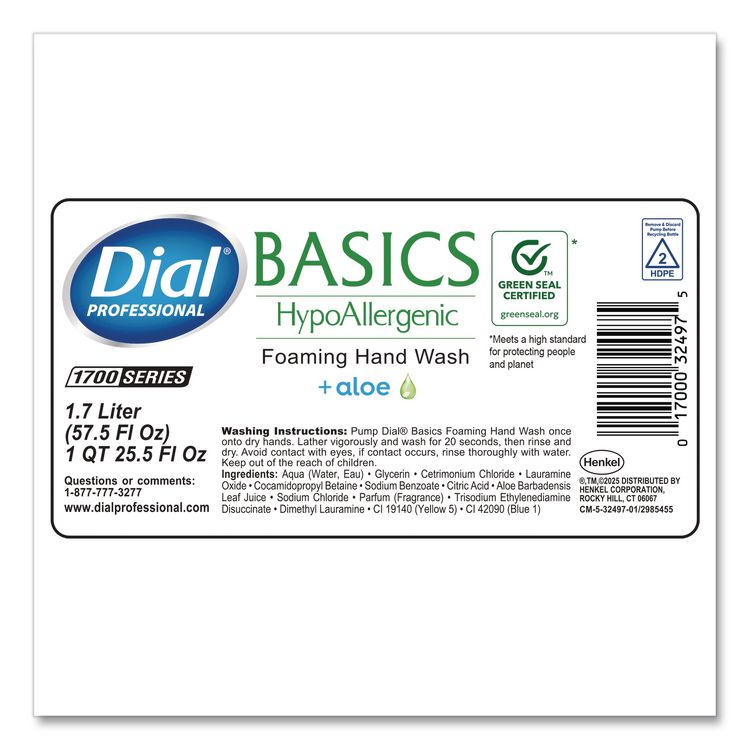 Basics Hypoallergenic Foaming Hand Wash Refill for 1700 Dispenser, Fresh Floral Scent, 1.7 L (Each)
