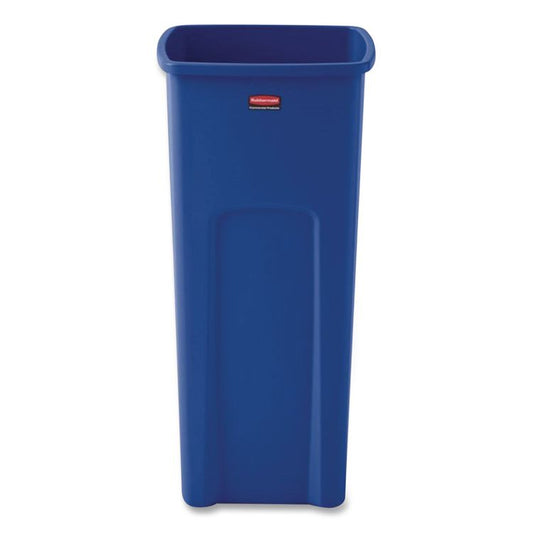 Untouchable Square Waste Receptacle, 23 gal, Plastic, Blue
