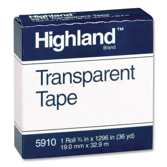 Transparent Tape, 1" Core, 0.75" x 83.33 ft, Clear, 12/Pack