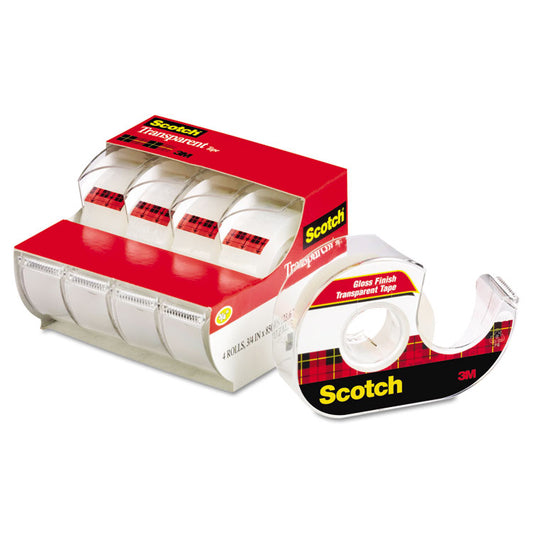 Transparent Tape In Handheld Dispenser, 1" Core, 0.75" x 70.83 ft, Transparent, 4/Pack