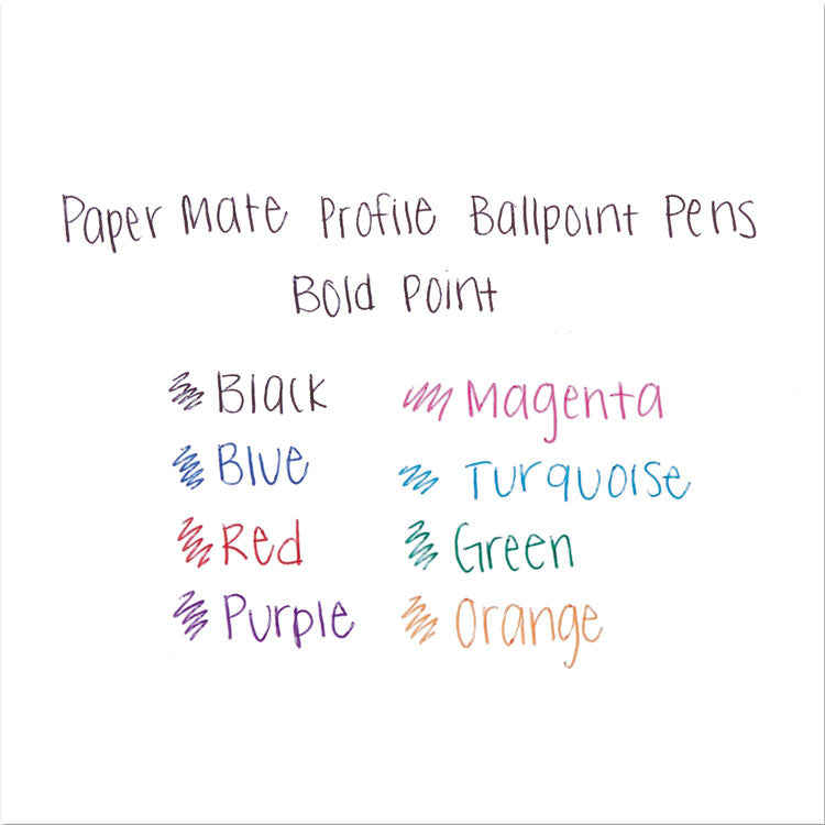 Profile Ballpoint Pen, Retractable, Bold 1.4 mm, Assorted Ink and Barrel Colors, 8/Pack