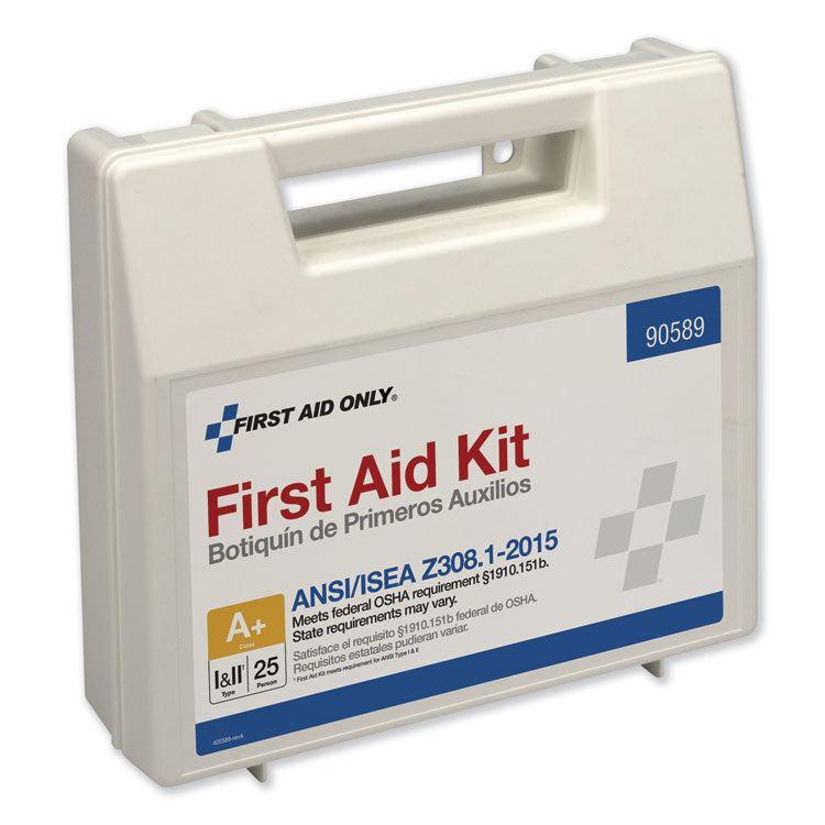 Bulk ANSI 2015 Compliant First Aid Kit, Type I and II, 141 Pieces, Plastic Case