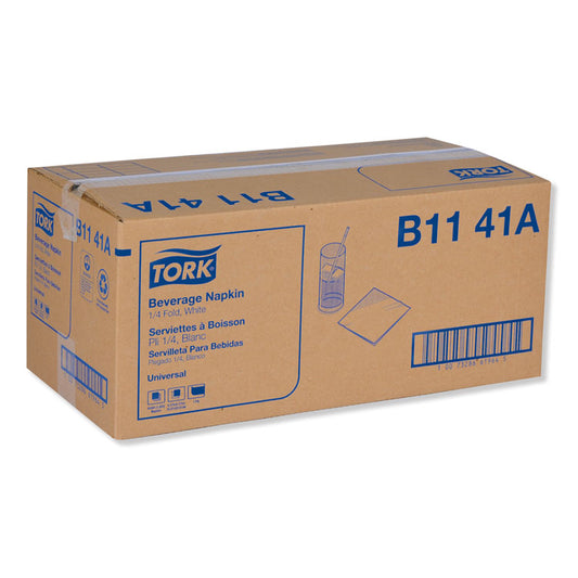 Universal Beverage Napkin, 1-Ply, 9.13 x 9.13, 1/4 Fold, Poly-Pack, White, 4,000/Carton