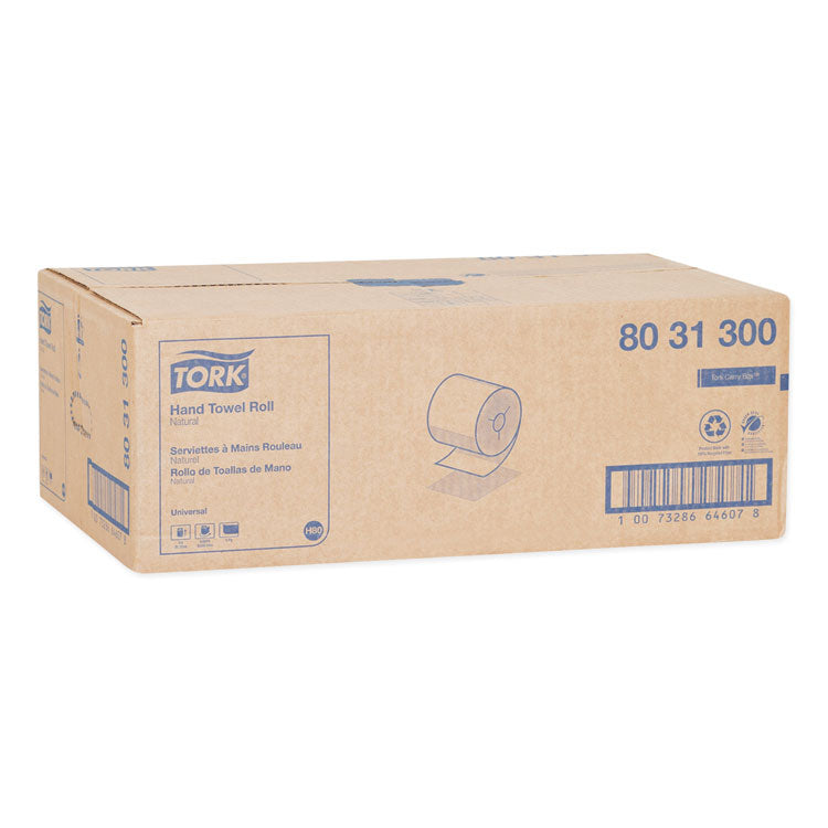 Universal Hand Towel Roll, Notched, 1-Ply, 8" x 800 ft, Natural, 6 Rolls/Carton
