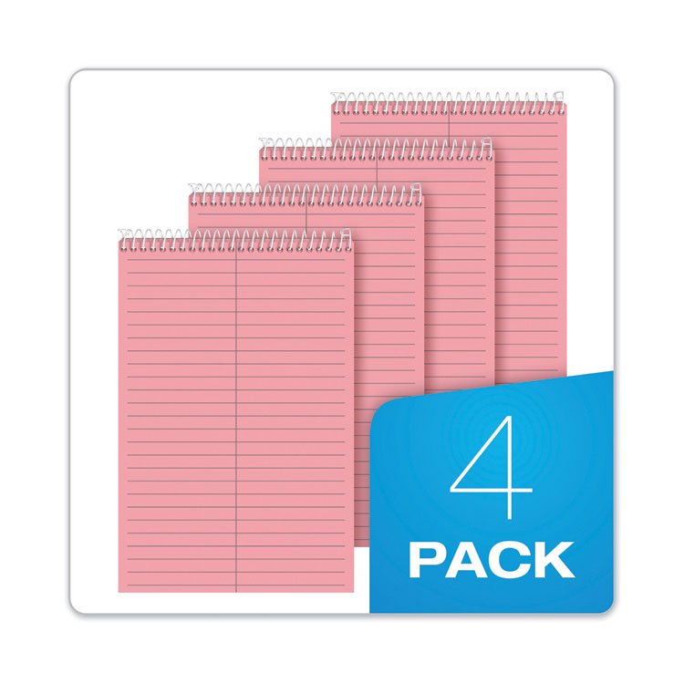Prism Steno Pads, Pink Cover, Gregg Rule, (80) Pink 6 x 9 Sheets, 4/Pack