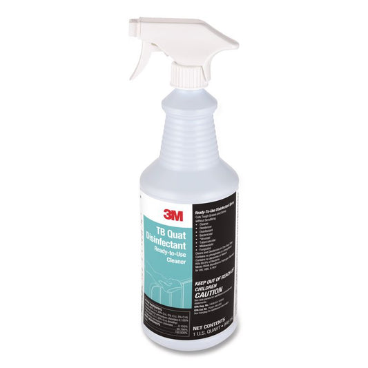 TB Quat Disinfectant Ready-to-Use Cleaner, Fresh Scent, 32 oz Bottle, 12 Bottles and 2 Spray Triggers/Carton