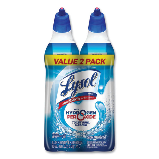 Toilet Bowl Cleaner with Oxi Action, Ocean Fresh Scent, 24 oz Angle-Neck Bottle, 2/Pack, 4 Packs/Carton