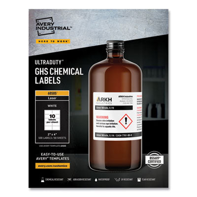 AVE60505 LABEL,GHSCHMCL,500,2X4,WH