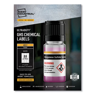 AVE60517 LABEL,GHS,LASER,600/PK,WH