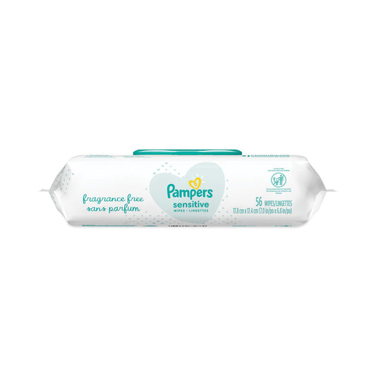 Sensitive Baby Wipes, 1-Ply, 6.8 x 7, Unscented, White, 56/Pack, 8 Packs/Carton