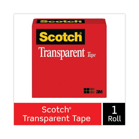 Transparent Tape, 1" Core, 0.75" x 36 yds, Transparent