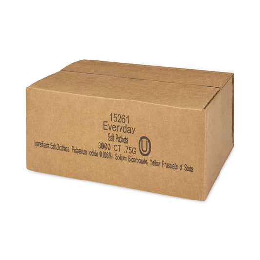 Iodized Salt Packets, 0.75 g Packet, 3,000/Box