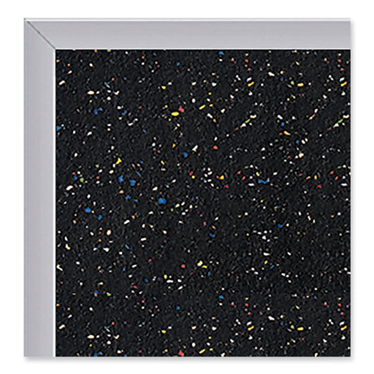 Aluminum-Frame Recycled Rubber Bulletin Boards, 36" x 24", Confetti Surface, Satin Aluminum Frame
