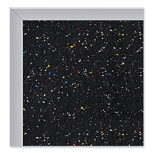 Aluminum-Frame Recycled Rubber Bulletin Boards, 96.5" x 48.5", Confetti Surface, Satin Aluminum Frame