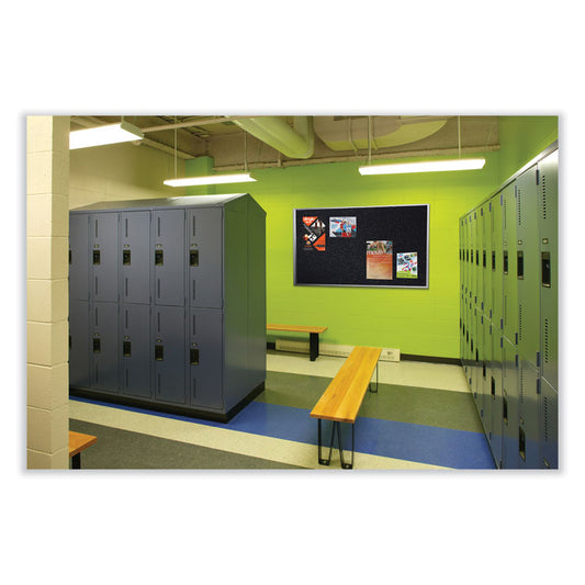 Aluminum-Frame Recycled Rubber Bulletin Boards, 60.5" x 36.5", Confetti Surface, Satin Aluminum Frame